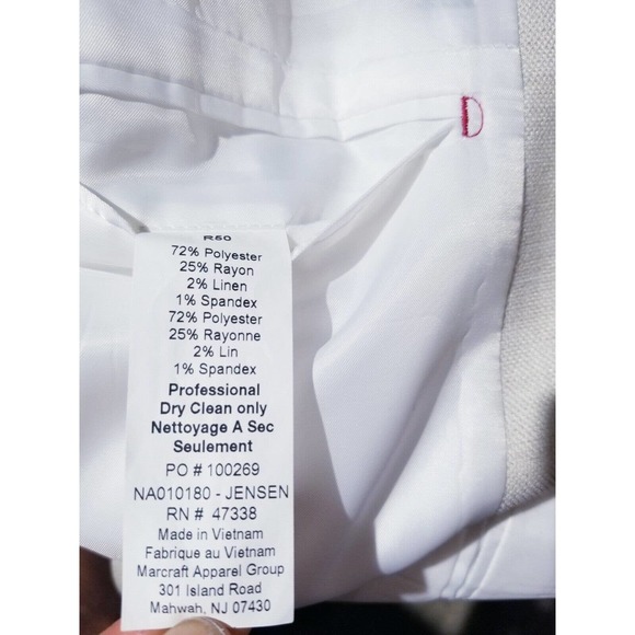 50R Off-white ALL-SEASON LINEN Stretch Check Textured Blazer Sport Coat Jacket - Picture 5 of 7